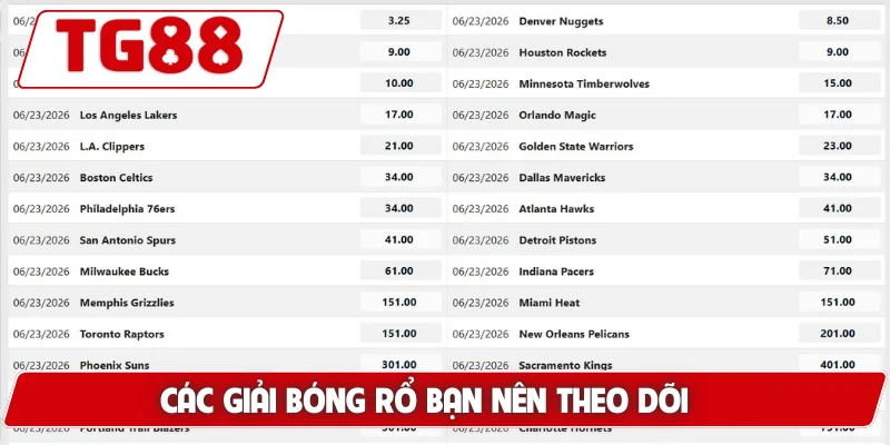 Cá Cược Bóng Rổ Tại TG88 – Thử Thách Mới Cho Cược Thủ 7 Các giải bóng rổ bạn nên theo dõi
