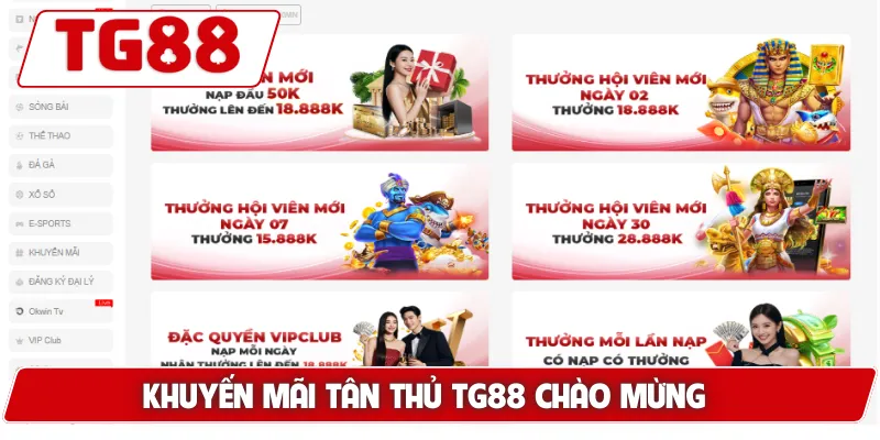 Khuyến mãi tân thủ TG88 chào mừng