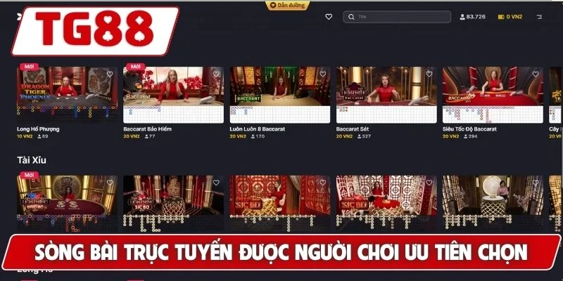 Sòng bài trực tuyến được người chơi ưu tiên chọn