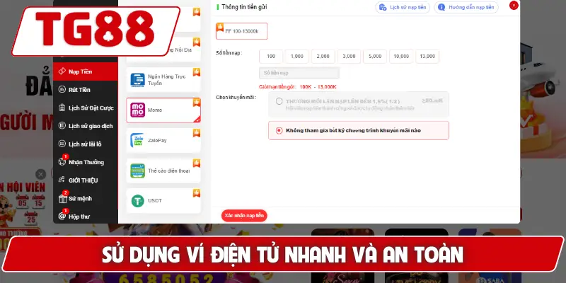 Sử dụng ví điện tử nhanh và an toàn